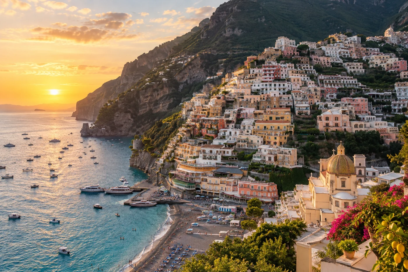 Sunlight over the Amalfi coast